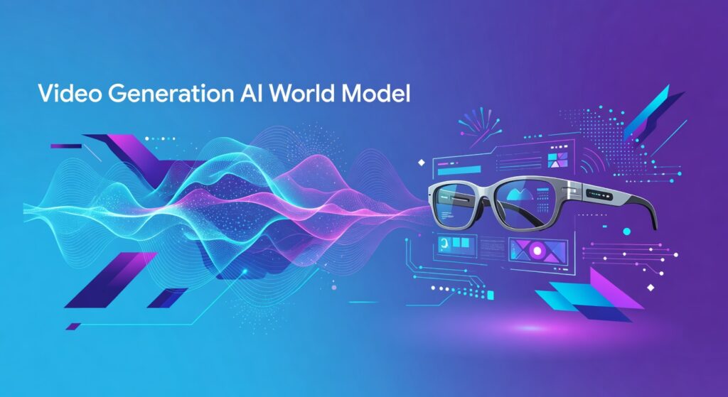 Google I/O 2026のGemini Omniとアンドロイド XRグラスを象徴する近未来AIテクノロジーバナー