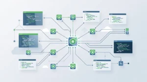 OpenAI Codexのクラウド・エージェント概念図（マネージャーが複数の並列ワーカーを指揮）