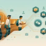 IT人材と求人企業をデジタルにマッチングする転職エージェントを表すイラスト（ギークリー決算分析）