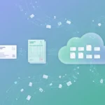 名刺・請求書をAIでデータ化する日本のB2B SaaSを表す抽象イラスト（Sansan決算分析）