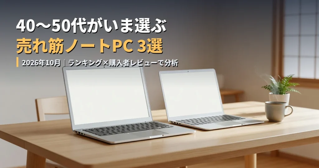 40〜50代に売れている売れ筋ノートPC3機種の比較記事のアイキャッチ